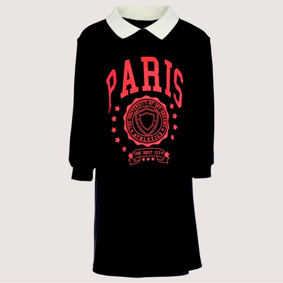 Take Note Paris Sweatshirt Dress, Girls - Picture 1 of 4